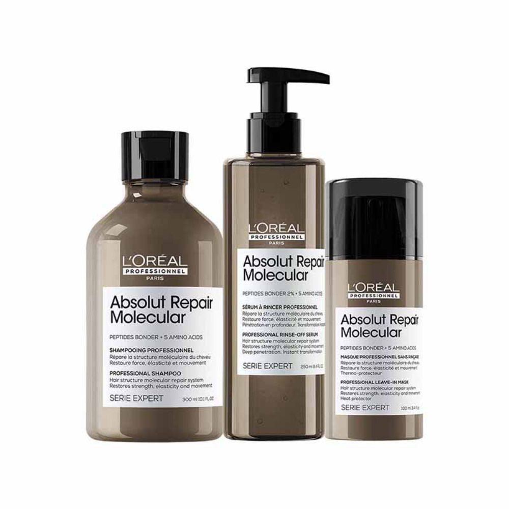L'Oreal Professionnel Absolut Repair Molecular Hair Shampoo, Serum & Leave-In Mask