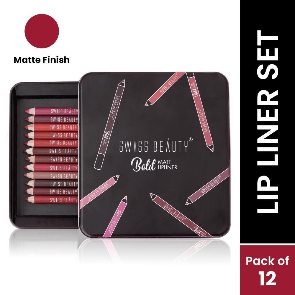 Swiss Beauty Bold Matt Lip Liner Multicolour - Pack of 12 1.6g Each
