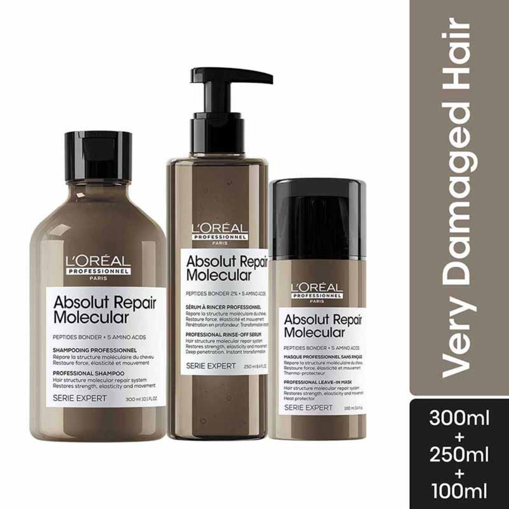 L'Oreal Professionnel Absolut Repair Molecular Hair Shampoo, Serum & Leave-In Mask