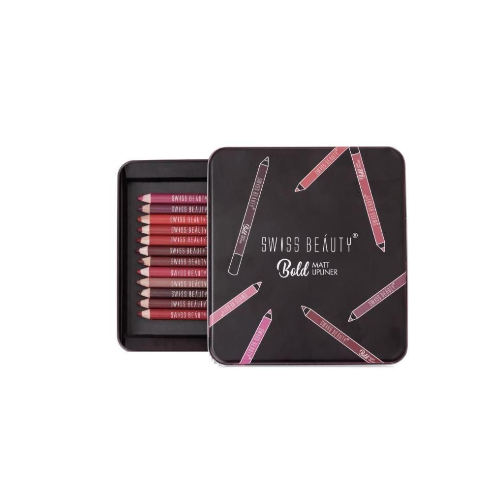Swiss Beauty Bold Matt Lip Liner Multicolour - Pack of 12 1.6g Each