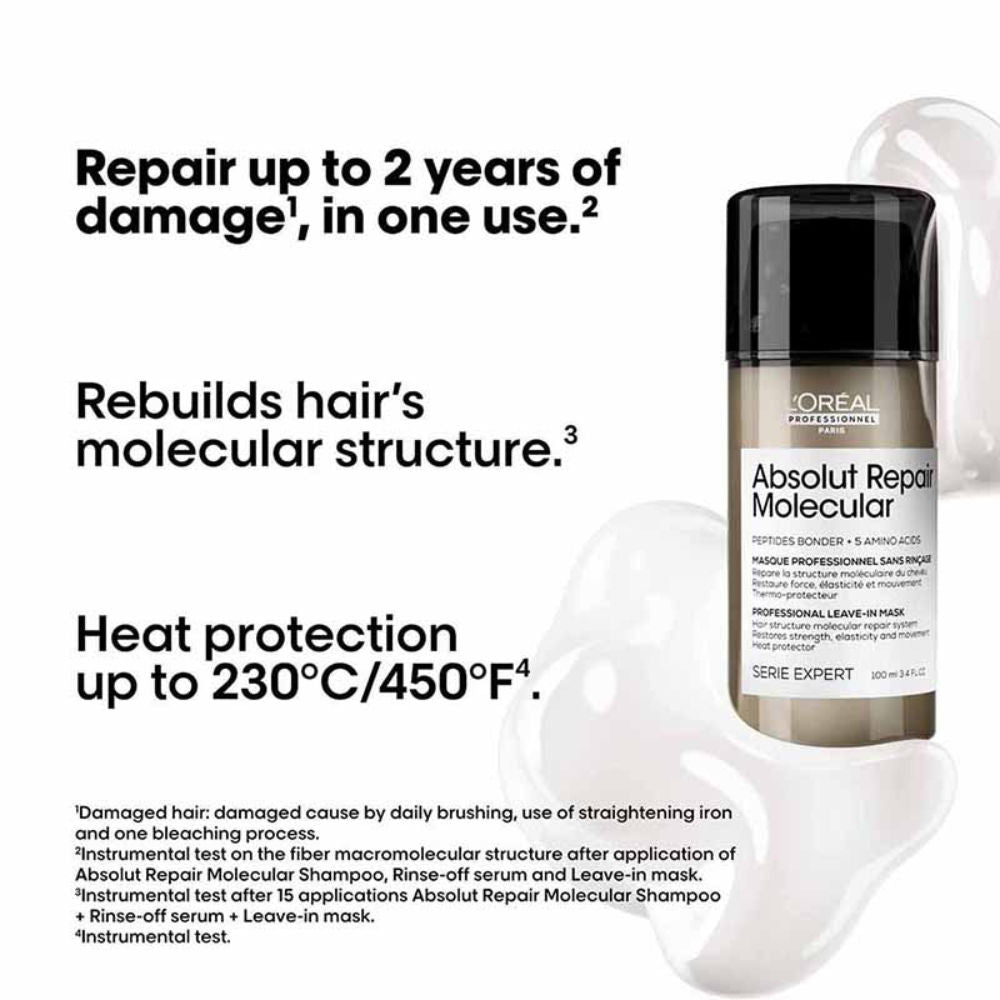 L'Oreal Professionnel Absolut Repair Molecular Hair Shampoo, Serum & Leave-In Mask