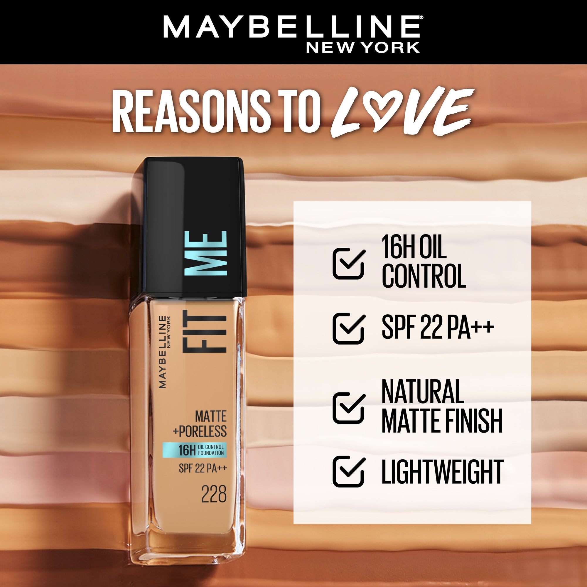Maybelline New York Fit Me Matte + Poreless 16H Oil Control Foundation 30ml
