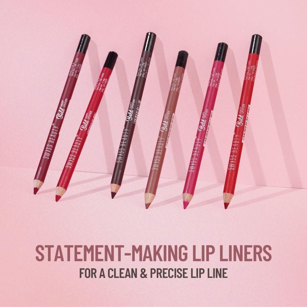 Swiss Beauty Bold Matt Lip Liner Multicolour - Pack of 12 1.6g Each