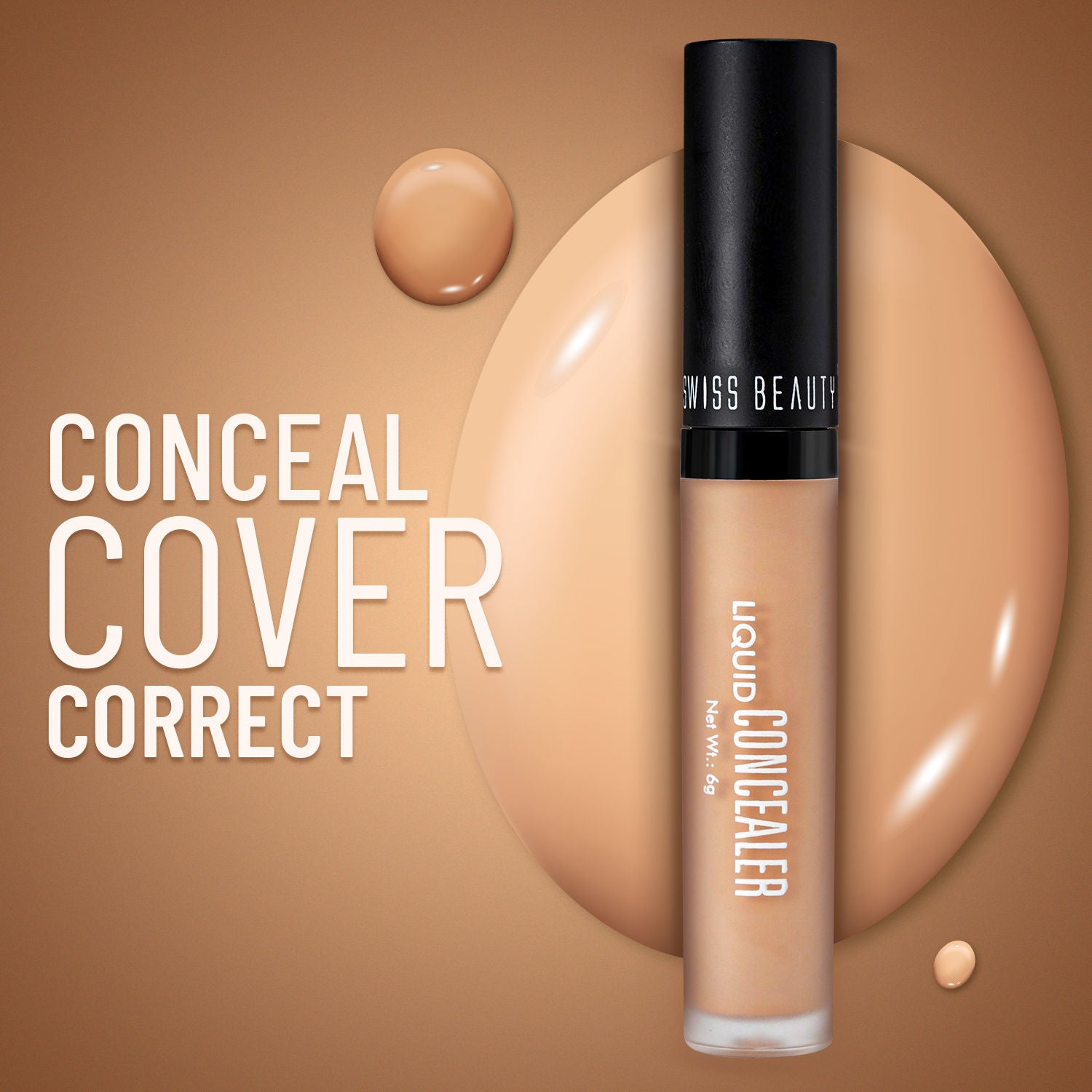 Swiss Beauty Liquid Concealer - 02 Sand Sable Full Coverage
