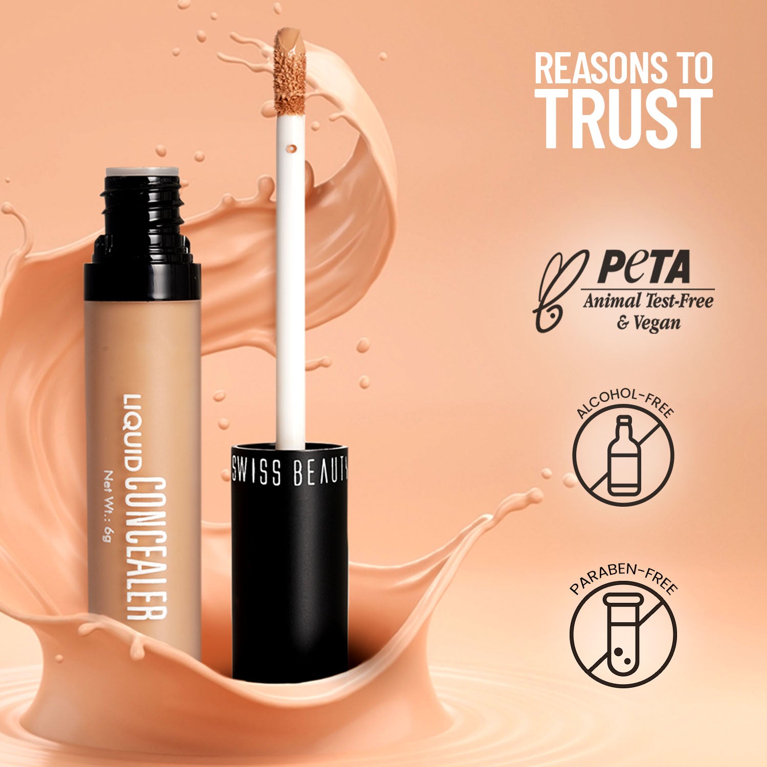 Swiss Beauty Liquid Concealer - 02 Sand Sable Full Coverage