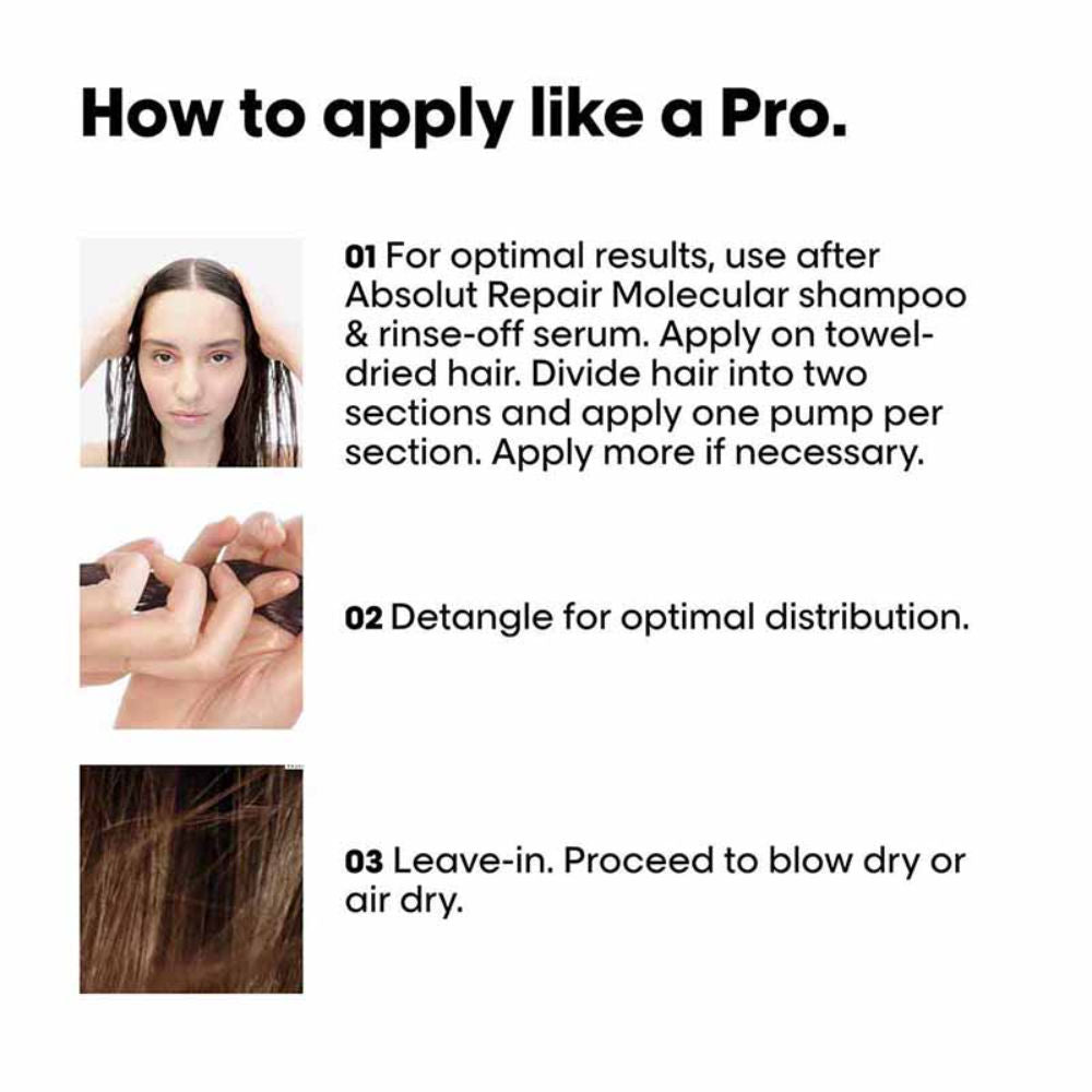 L'Oreal Professionnel Absolut Repair Molecular Hair Shampoo, Serum & Leave-In Mask