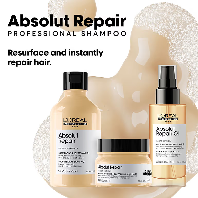 L'Oreal Professionnel Absolut Repair Shampoo, Hair Mask & Hair Serum Serie Expert