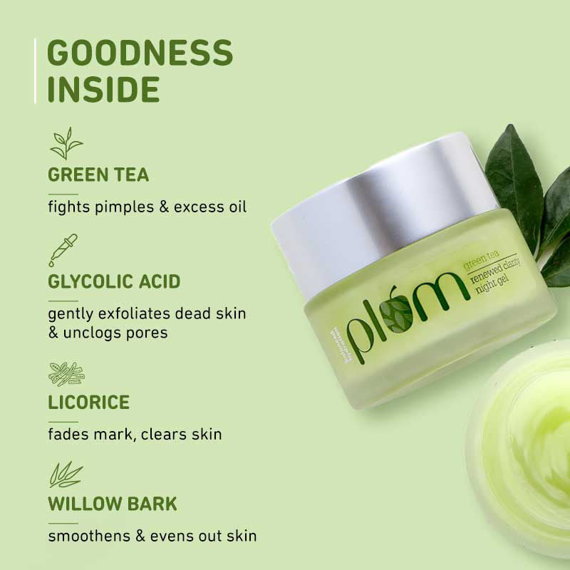 Plum Green Tea Night Gel Cream with Glycolic Acid 50ml